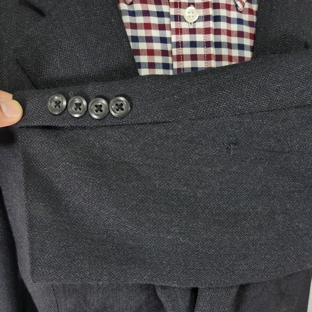 Pronto Uomo Men's Sport Coat Blazer Two Button‎ Charcoal Herringbone Lambs 46R
